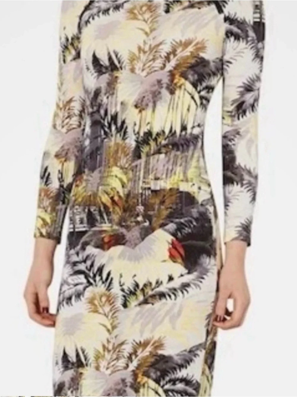 ❤️ TOP SHOP Tropical Print Long Sleeve DRESS - Picture 3 of 9